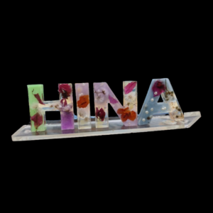Custom Floral Resin Nameplate – “HINA”